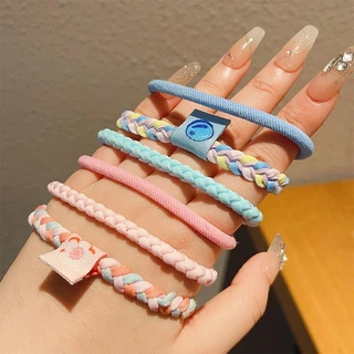 ยางมัดผม กิ๊บแฟชั่น สีลูกกวาด หนังยางพาสเทลสีหวาน ขนาดใหญ่ สําหรับผู้หญิง 3 ชิ้น/ชุด