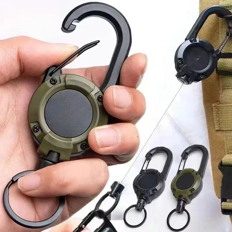 ร้านมิกะ ▏ใหม่ Lure หัวเข็มขัดแบบพับเก็บได้สูง Resilience Anti-Lost Hand Rope กระเป๋าเป้สะพายหลังตกปลากลางแจ้ง Key แขวนหัวเข็มขัดเชือกลวดเหล็ก Easy Pull Buckle Design