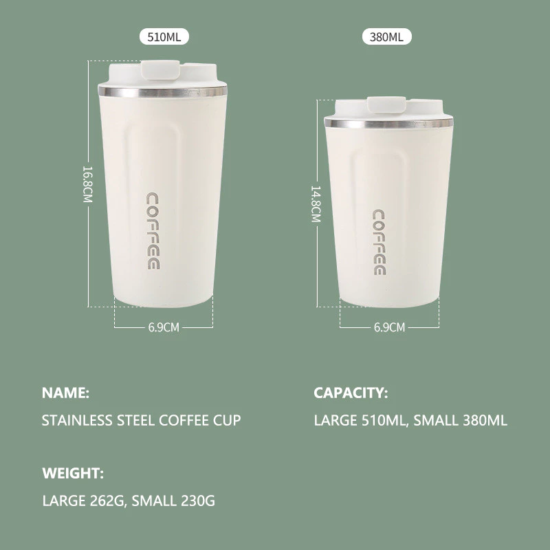 แก้วกาแฟ แก้วเก็บอุณหภูมิ แก้วน้ำเก็บความเย็น 2ขนาด 380ml. และ 510ml. ขนาดกำลังพอดี พกพาง่าย น้ำหนักเบาสีสวยทุกใบ thumbnail 9