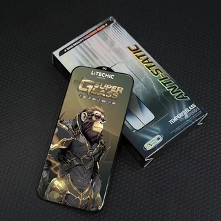 Kingkong ฟิล์มกระจก เต็มจอขอบดำ ป้องกันไฟฟ้าสถิตย์ ส่วนโค้งขนาดใหญ่ สำหรับ for IPhone15 promax 14 XR 11 12 13 16 17