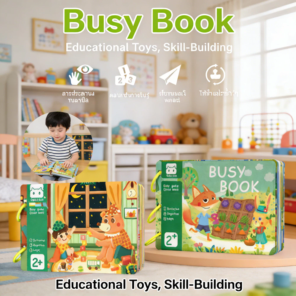 หนังสือเงียบ หนังสือปริศนา สมุดสติ๊กเกอร์เด็ก สื่อการสอนพัฒนาการเด็ก