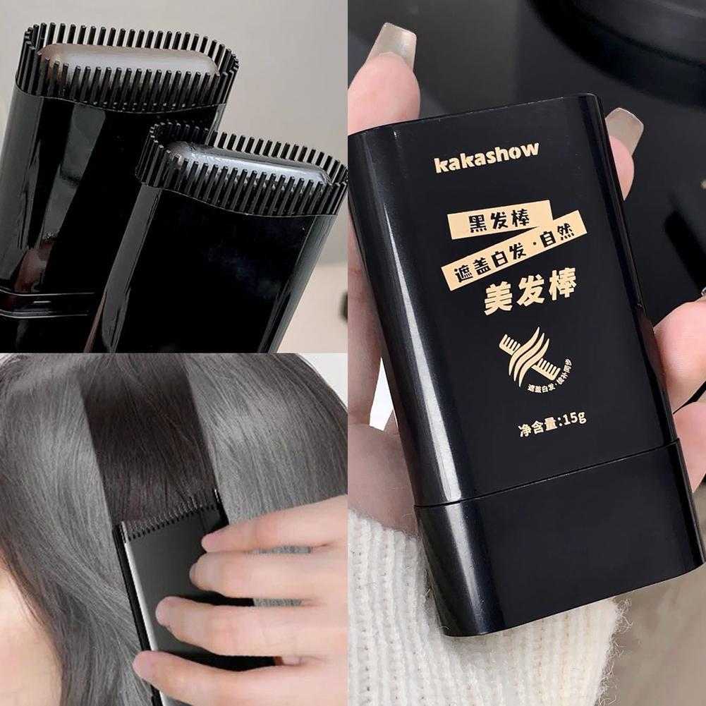 Kakashow 2 In 1 Hair Styler ย้อมผมชั่วคราว Stick Hair Cover ย้อมผม Stick หวีสีเทา R1y4