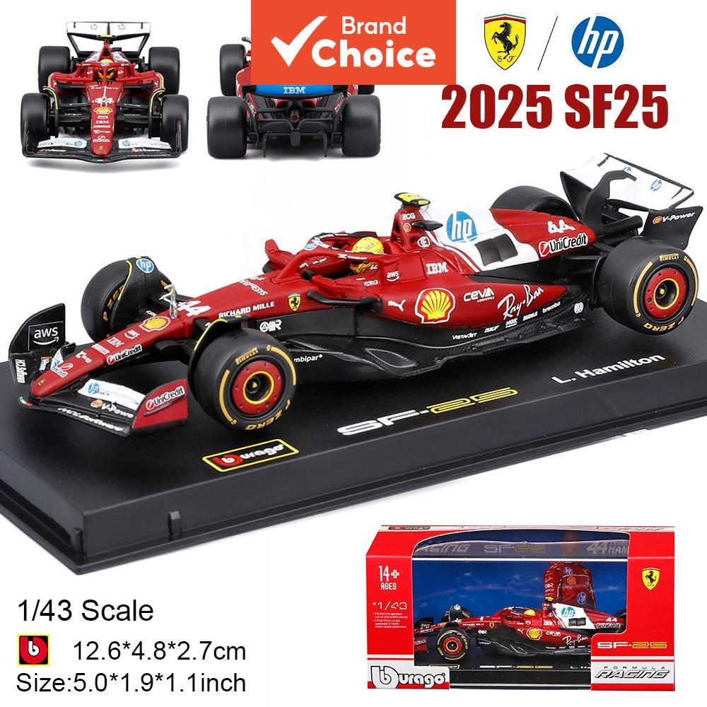 Bburago 1:43 F1 2025 Ferrari SF25 #16 Charles Leclerc #44 Lewis Hamilton โมเดลรถโลหะผสมหล่อตาย