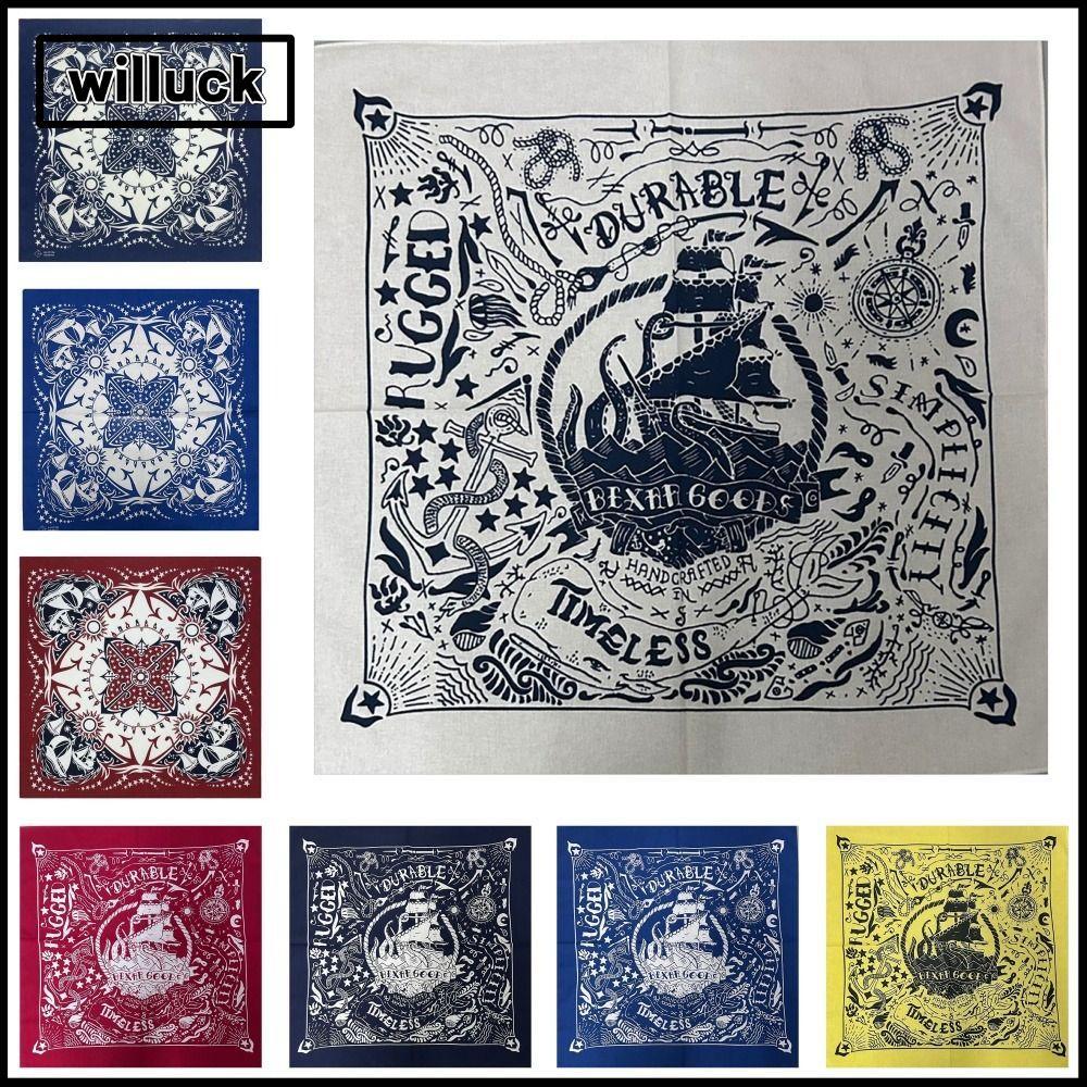 WILLUCK 1 ชิ้น Face Towel, Multi-Color Multi-purpose Square Bandana, ผ้าฝ้าย 55 ซม.Headband Headscarf สําหรับผู้ชายผู้หญิง