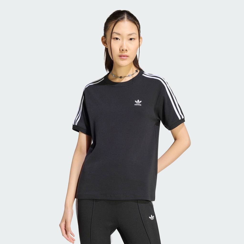 adidas ไลฟ์สไตล์ เสื้อยืด 3-Stripes ผู้หญิง สีดำ IU2420