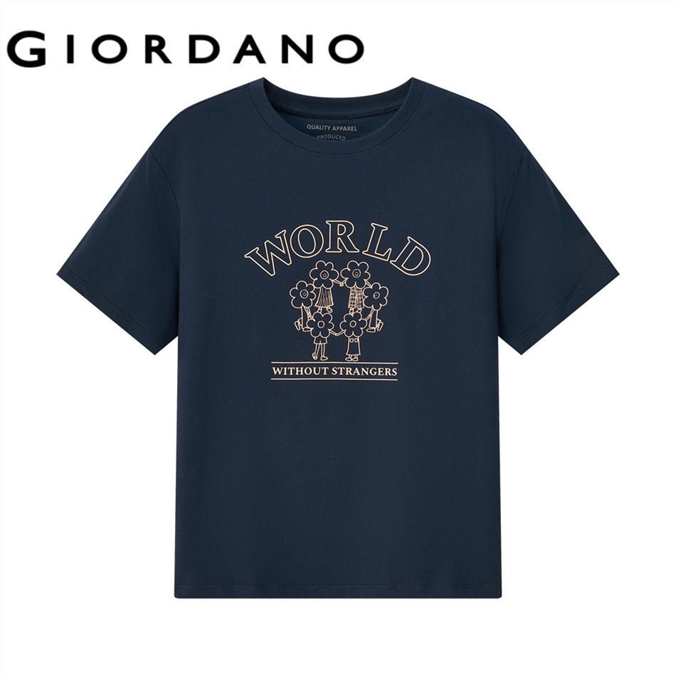 GIORDANO เสื้อยืดผู้หญิง Women's Boyfriend Fit Printed Tee 05395314