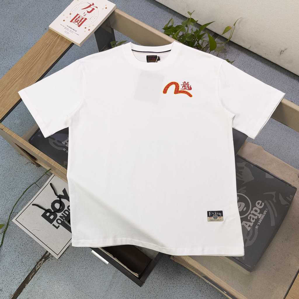 EVISU/God of Fortune/6XL/2026 เสื้อยืดแขนสั้นคอกลมสไตล์ใหม่คู่สไตล์ผู้ชายขนาดใหญ่Bottomingเสื้อ 2026