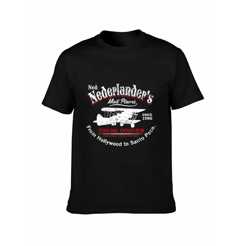 เสื้อยืด lelaki lengan pendek Ned Nederlander Mail Plane สาม Amigos เสื้อยืด Unisex O คอ Wanita เสื้