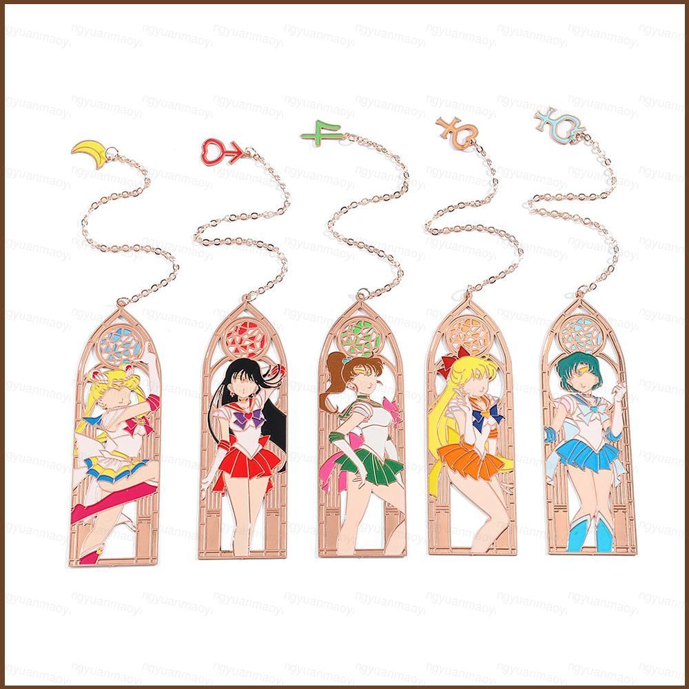 ZY2 เซเลอร์มูนโลหะโครงกระดูกบุ๊คมาร์คของขวัญสําหรับสาว Usagi Ami Minako Rei Makoto บุ๊คมาร์คคอลเลกชั