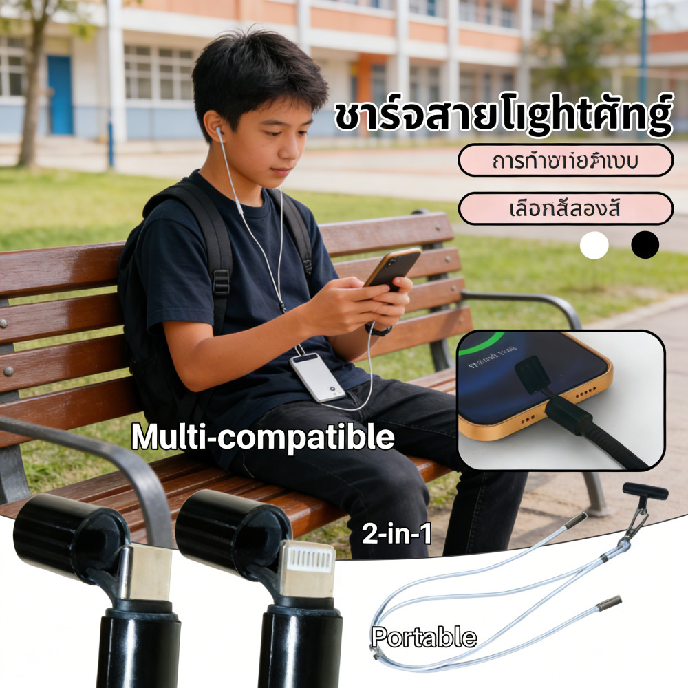 โทรศัพท์ C ถึง L สายคล้อง 2 ใน 1 USB C ได้ iPhone และ Android ปรับ Data Cable Lanyard