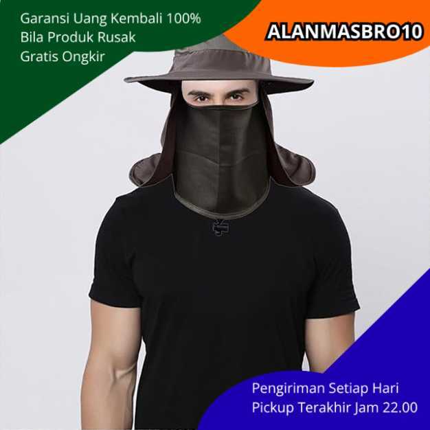 กลางแจ้ง Rimba หมวกกว้าง Visor Anti UV Complete Face Mask และคอ Protector ไนลอนยืดหยุ่นทนทาน Elegant