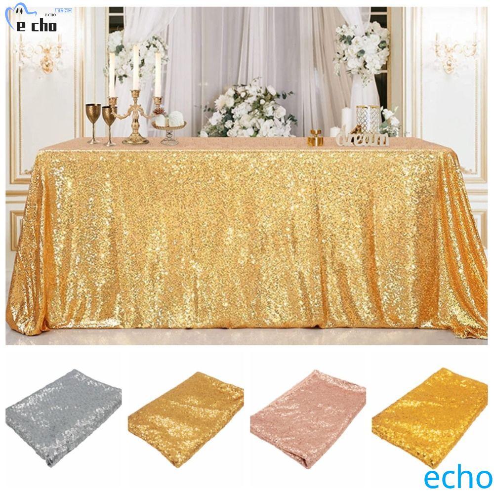 PIVOT ผ้าปูโต๊ะเลื่อม, ผ้าปูโต๊ะกลิตเตอร์สี่เหลี่ยมสีทอง, อุปกรณ์ปาร์ตี้ Silver Sparkling Table Deco
