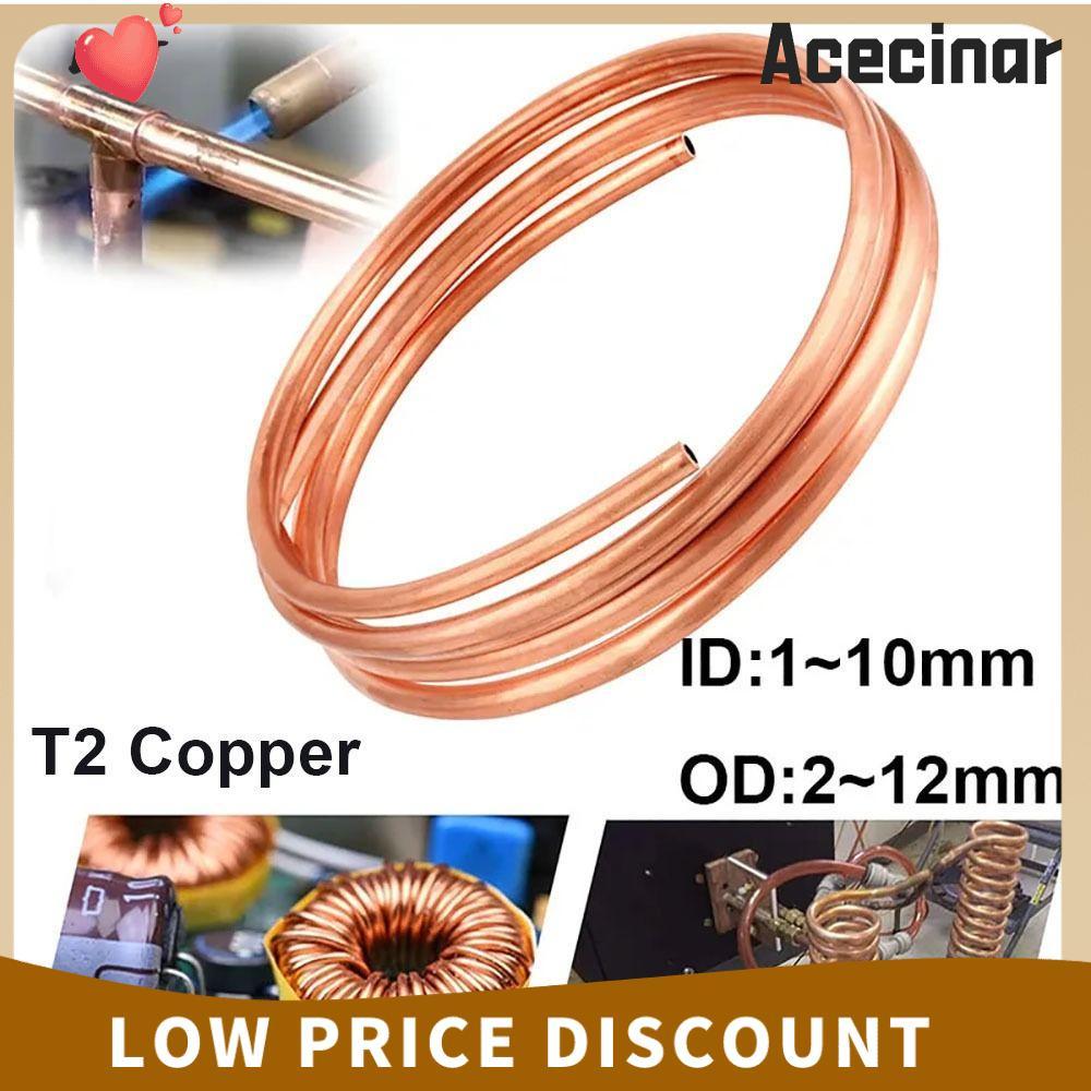 ACECINAR 1 ชิ้นท่อทองแดง,นุ่ม 99.9% ทองแดงบริสุทธิ์ T2 ทองแดง,ทนทาน OD 2-12 มม. ID 1-10 มม. 1 เมตรลวดท่อ Airs Conditioner Cooling ราคาถูก Shopee Lazada