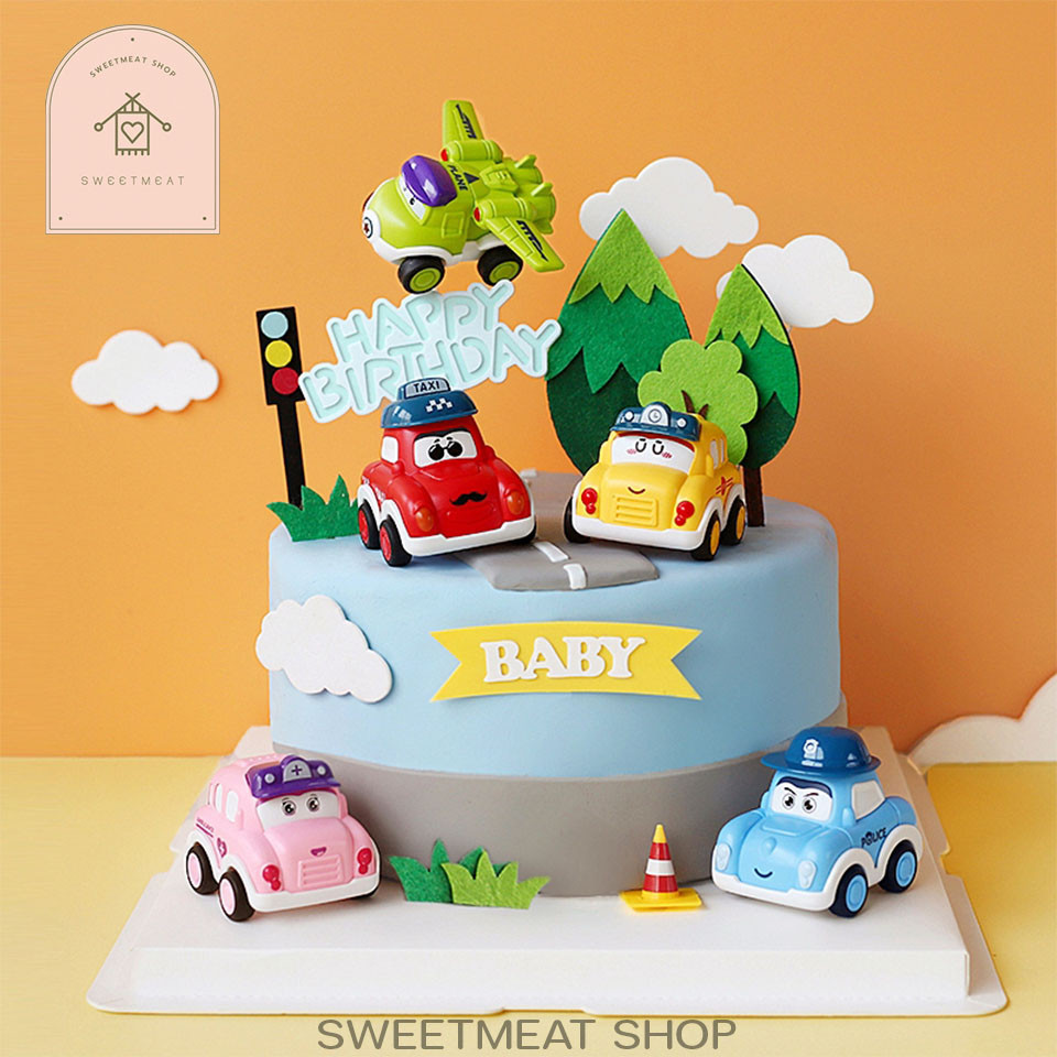 [พร้อมส่งจากไทย🚛📦]  โมเดลรถแต่งเค้ก เซทรถโพลี่ Poli Robocar เค้กรถโพลี่ PoliRobocarcake