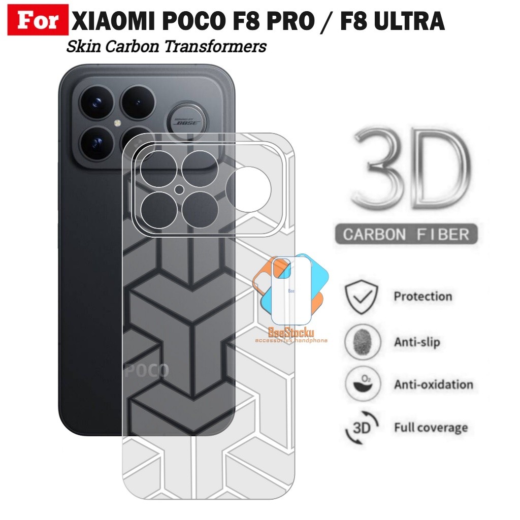 HP Xiaomi Poco F8 Pro / F8 Ultra 5G Carbon Skin Garskin Fiber Transformers Back Protector สําหรับโทร