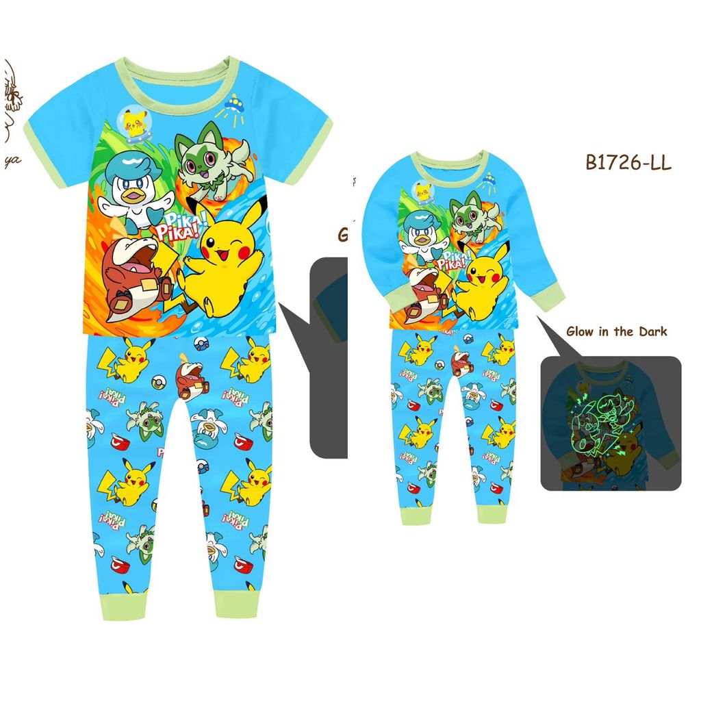B1726 ชุดนอนโปเกมอน Glow in the Dark / Baju Tidur (3 -14y)