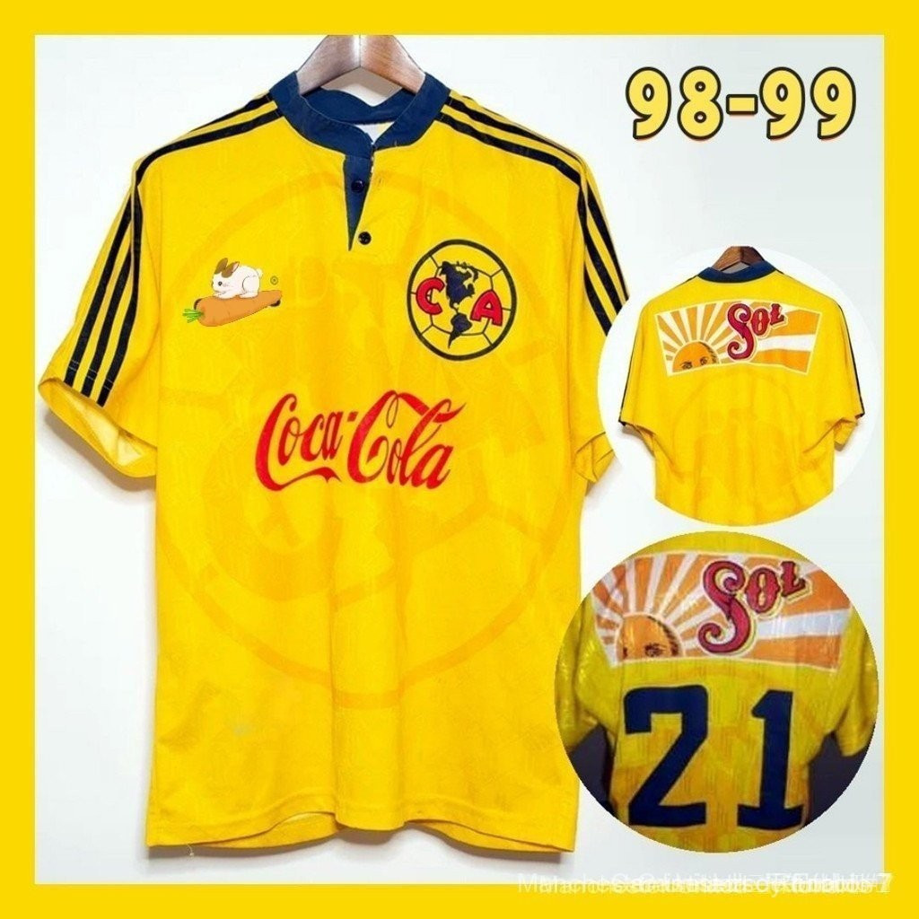 เสื้อClub Américaqueensภาพสูง สีเหลือง แบบย้อนยุคปี 1998-99