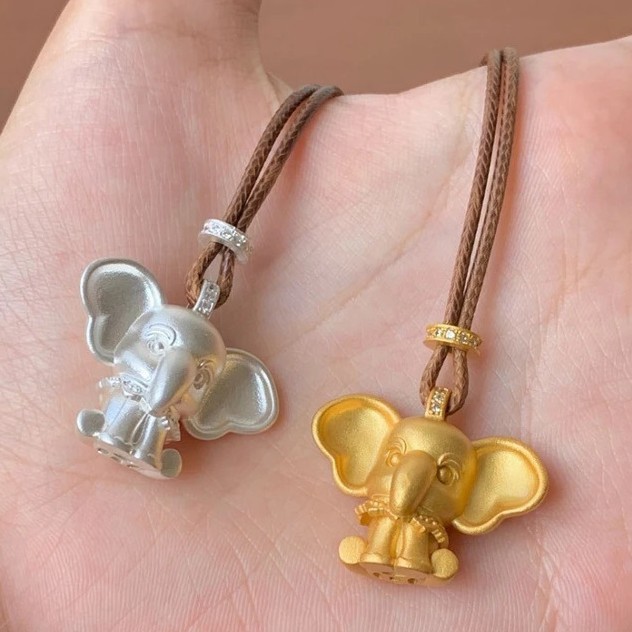 หูใหญ่ "Jixiang" Dumbo Frosted Sweater Chain สร้อยคอยาวผู้หญิงจี้อุปกรณ์เสริม
