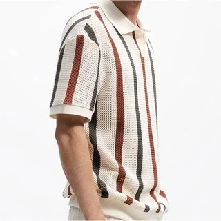 MNO.9 Knit Polo Shirt A621 เสื้อโปโลคอปกแขนสั้น ผ้าทอตาข่ายลายทาง เสื้อแฟชั่นชาย Man Clothing แฟชั่นชาย 2026