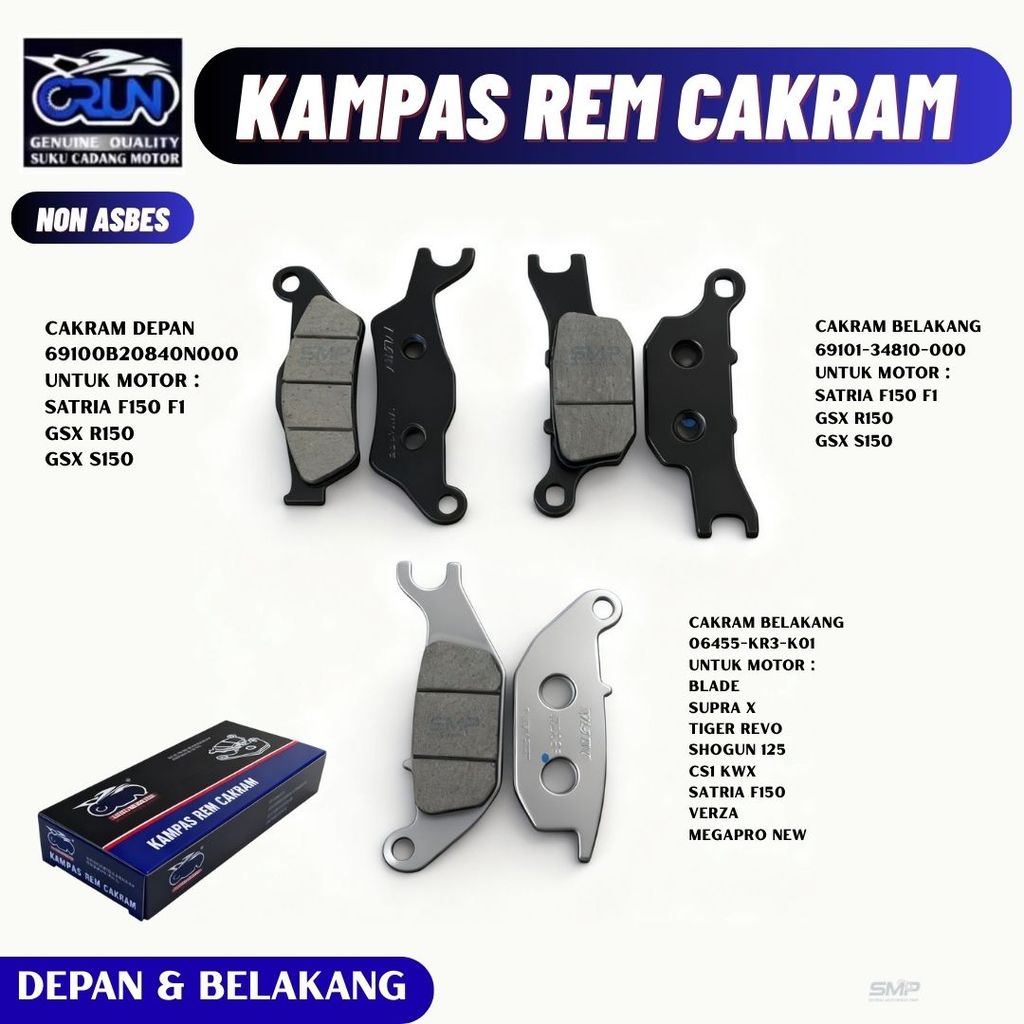 CRUN ด้านหน้าและด้านหลังแผ่นดิสก์เบรคสําหรับ Suzuki Satria F150 FI Dispad GSX R150 GSX S150 Satria F