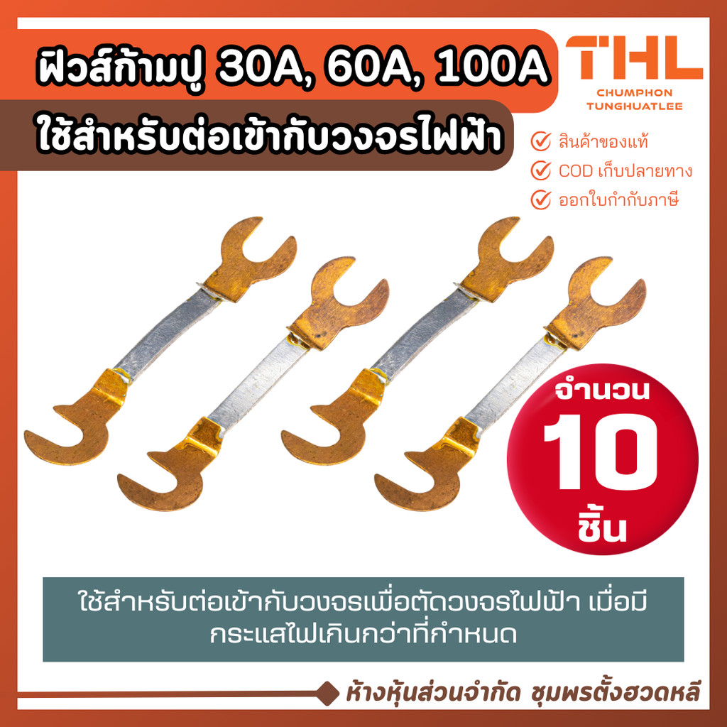 (10 อัน) ฟิวส์ก้ามปู 30A, 60A, 100A หัวสองข้างผลิตจากทองแดง ฟิวก้ามปู ฟิวส์คัทเอาท์ ฟิวส์ ตัดวงจร