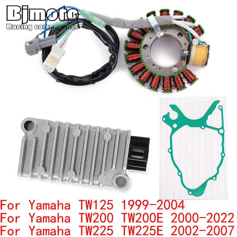 BM TW125 2022 ngine Stator COIL + เครื่องปรับแรงดันไฟฟ้าสําหรับYamaha TW125 TW200 TW200E TW225 TW225