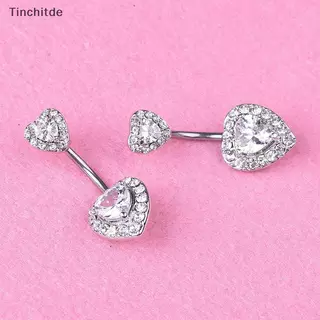 [Tinchitde] คริสตัลหัวใจสะดือปุ่มท้องแหวน Barbell แหวนสะดือเจาะเครื่องประดับ [ที่ต้องการ]