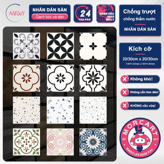 MORCART miếng dán sàn, 1 tấm, DIY chống nước chống mài mòn, trang trí sàn và tường, 20x20cm/30x30cm, phù hợp cho phòng tắm, nhà bếp, nền xi măng phẳng và nhẵn.