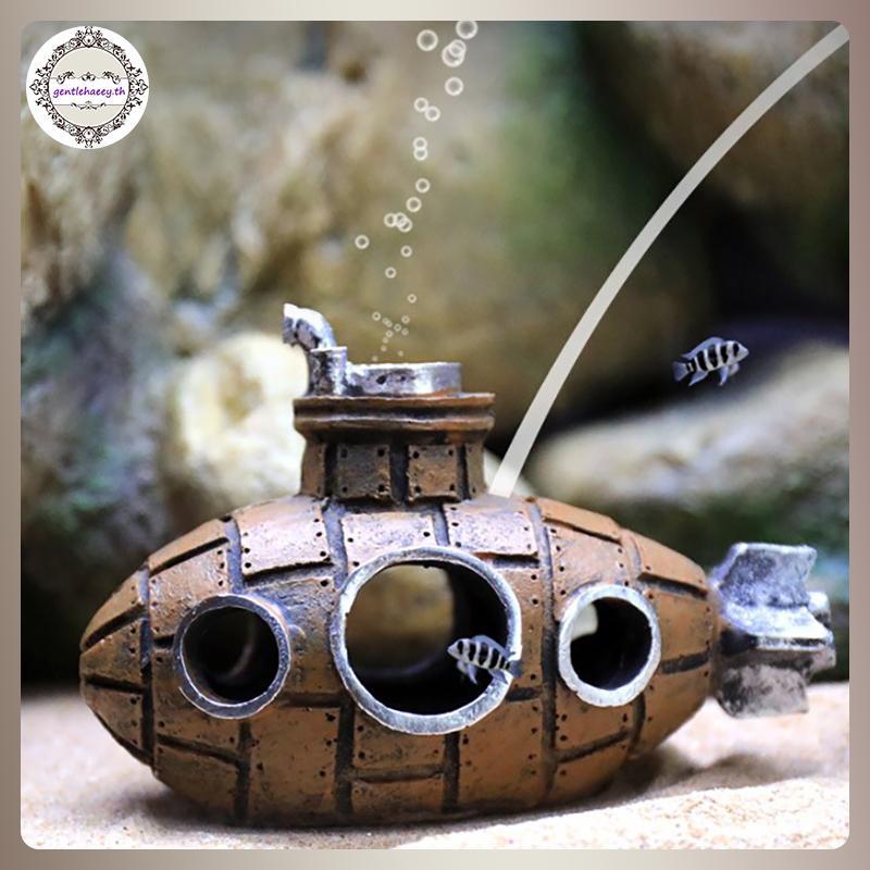 GG เรือดําน้ําประติมากรรมเรือดําน้ําเครื่องประดับ Fish Shelter Cave อุปกรณ์ภูมิทัศน์สําหรับ Aquarium