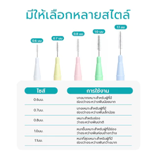 Simple healthcare แปรงขัดซอกฟัน ขนาด 0.6-1.1 มม. 6ชิ้น/กล่อง Interdental brush ขนแปรงนุ่ม