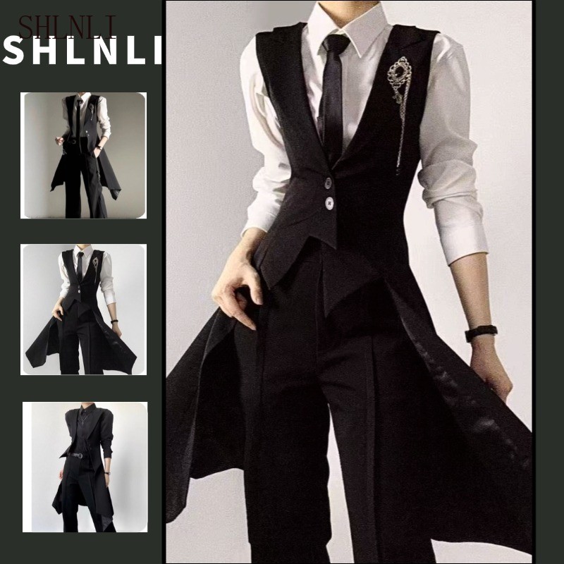 เสื้อกั๊กลักษณะยาว สไตล์หรูหรา ดีไซน์สำหรับผู้ชาย ทรงกระแทรก