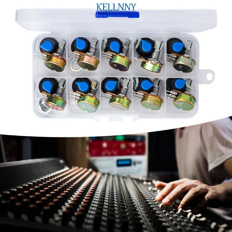 Kelln ที่แม่นยํา WH148 Potentiometer Kit B1K 2K 15 มม.เพลาสําหรับเพลงควบคุมอิเล็กทรอนิกส์