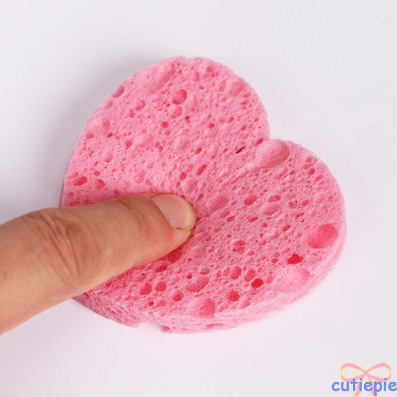 Cutie Natural Pulp Face Cleaning Sponges Set 50 Heart For Makeup Removal Supply