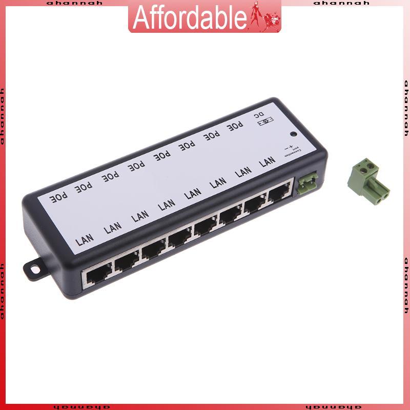 AH อะแดปเตอร์ PoE 8 พอร์ต 8 พอร์ต Power Over Ethernet หัวฉีด DC 12V-48V 10 100M