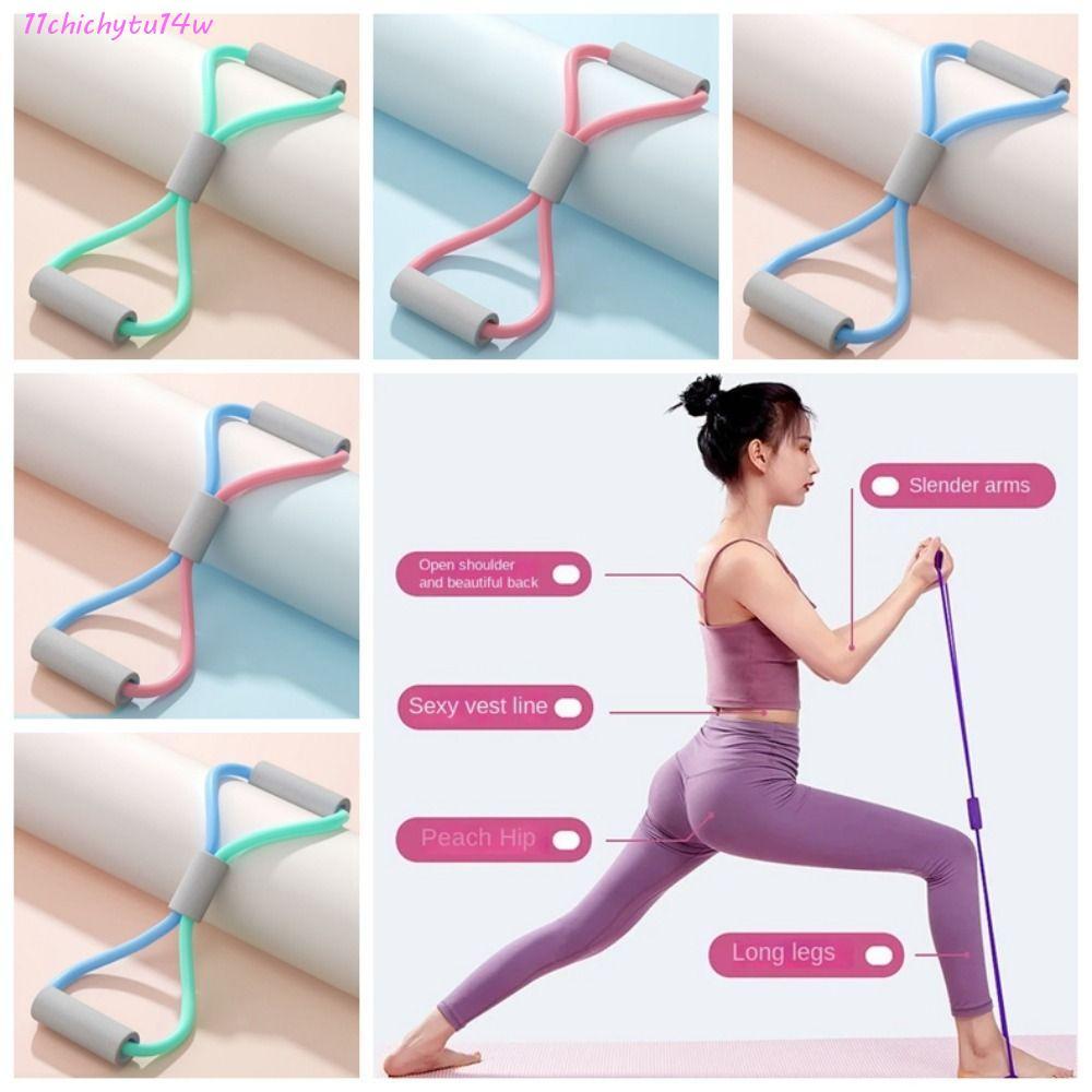 CHICHYTU14W วงต้านทานโยคะ, กล้ามเนื้อยืดหน้าอก Expander โยคะ Pilateselastic Band, 8 รูปร่าง Crossfit