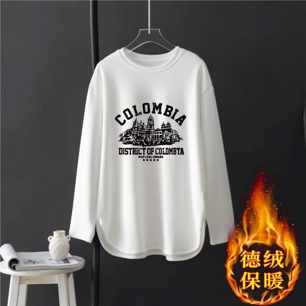 Butt Top ครอบคลุมขนแกะเสื้อรอบคอ Di uniity ฤดูใบไม้ร่วงฤดูหนาวความยาวกลาง t Uni codfashion แขนยาวฐาน