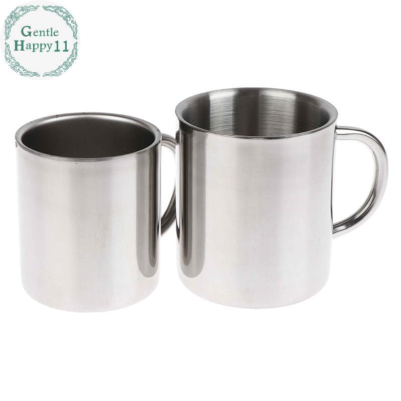 GentleHappy Double Wall 304 แก้วกาแฟสแตนเลสไม่มีฝาปิดแบบพกพาถ้วย Travel Tumbler Jug ถ้วยชานมเด็กแก้วน้ําสํานักงาน TH
