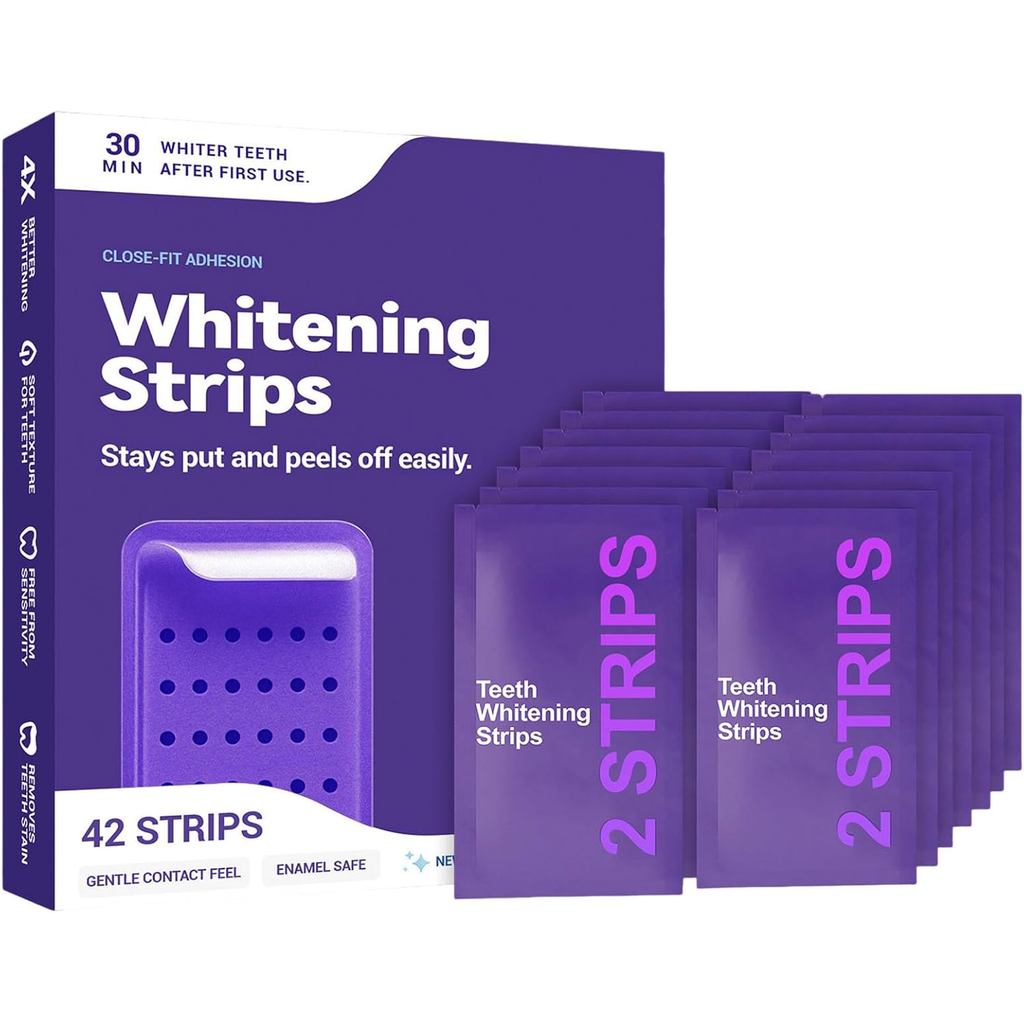 Purple Teeth Whitening Strips – Gentle Daily Purple Whitening Strips for Surface Stain Reduction & N