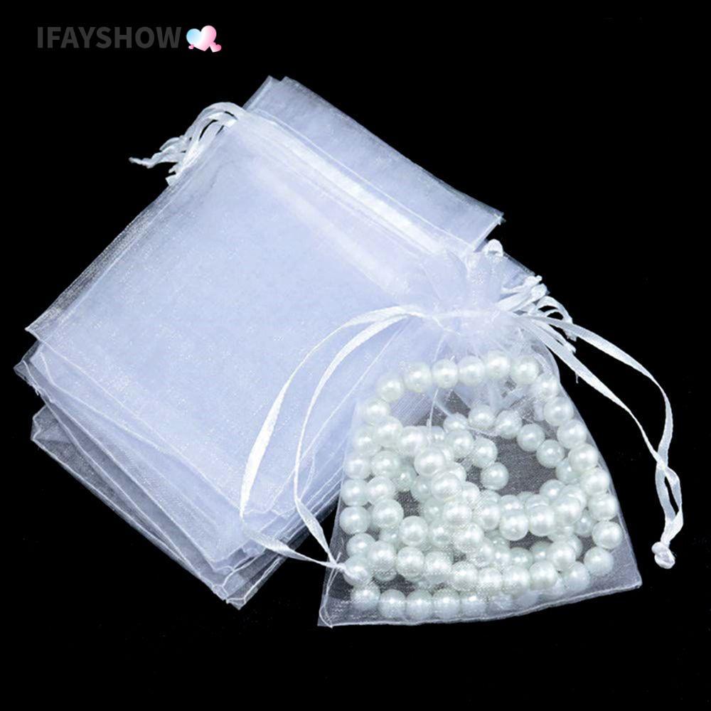 IFAYSHOW 25/50PCS ถุงของขวัญ Party Supply Candy เครื่องประดับบรรจุกระเป๋าสีขาว