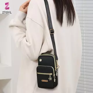 โทรศัพท์มือถือ Crossbody กระเป๋าสำหรับผู้หญิง แบบแฟชั่น ไหล่ 3 ชั้น พร้อมกระเป๋าสตางค์ และปลั๊กหูฟัง