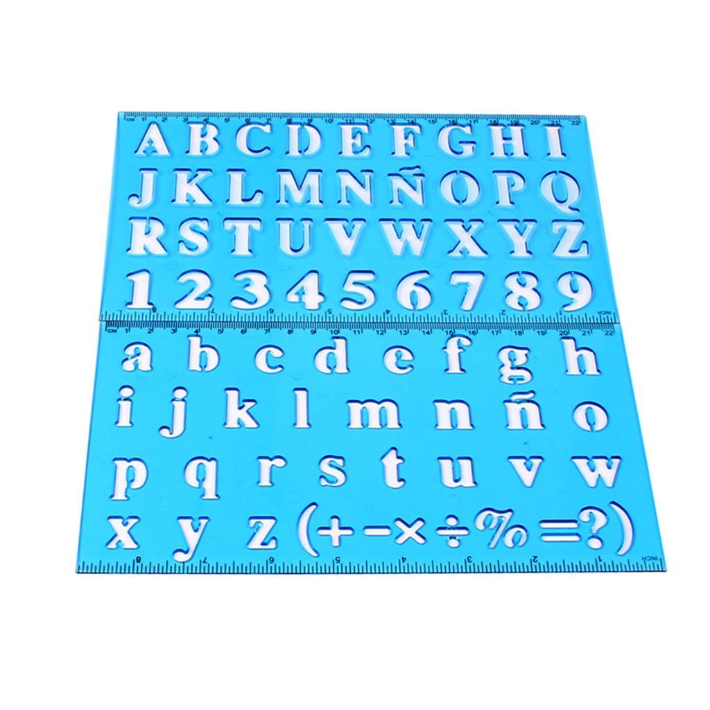 Jupitershopss ไม้บรรทัดวาดพลาสติกตัวอักษรและหมายเลข Hollow Template Stencil เครื่องมือการเรียนรู้สํา