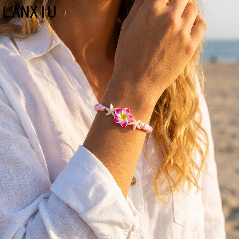 สร้อยข้อมือ.Handmade.Polymer.Clay.ลายดอกไม้.Boho.สำหรับ.สาวๆ.ฤดูร้อน ราคา ถูกที่สุด ดีลบีเคเค แกลเลอรีภาพที่ 7