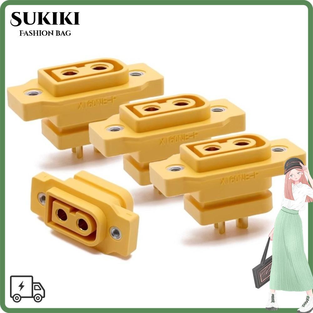 SUKIKI 5 ชิ้น XT60NE-F ปลั๊ก, DC500V สีดําสีเหลือง XT90NE-F Connector, ชุบทอง 3.5 มิลลิเมตร/4 มิลลิเ