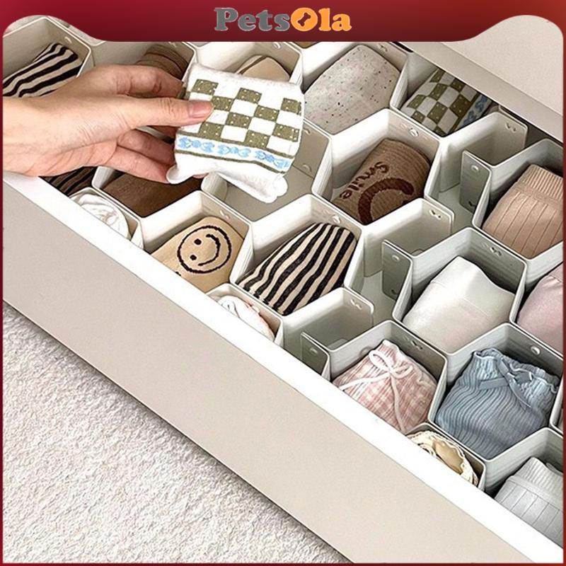 PETSOLA รังผึ้งลิ้นชัก Organizer Drawer Divider Organizer สําหรับเข็มขัดลิ้นชักถุงเท้า