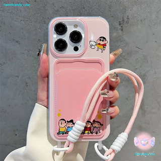 ของมาใหม่ เคสสำหรับไอโฟน11 คู่ชินจาน Nene เคสช่องใส่การ์ดสายข้อมือ For iPhone17 16 11 12 13PROMAX 14 15PLUS 7/8 SE2 XSXR