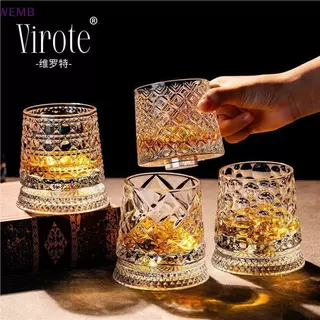 WEMB 2026 ใหม่แก้ววิสกี้หมุน Whisky แก้วฐานแก้ว 360 หมุนองศาคริสตัล Rum แก้วสําหรับ Cotail Party ดื่มใหม่