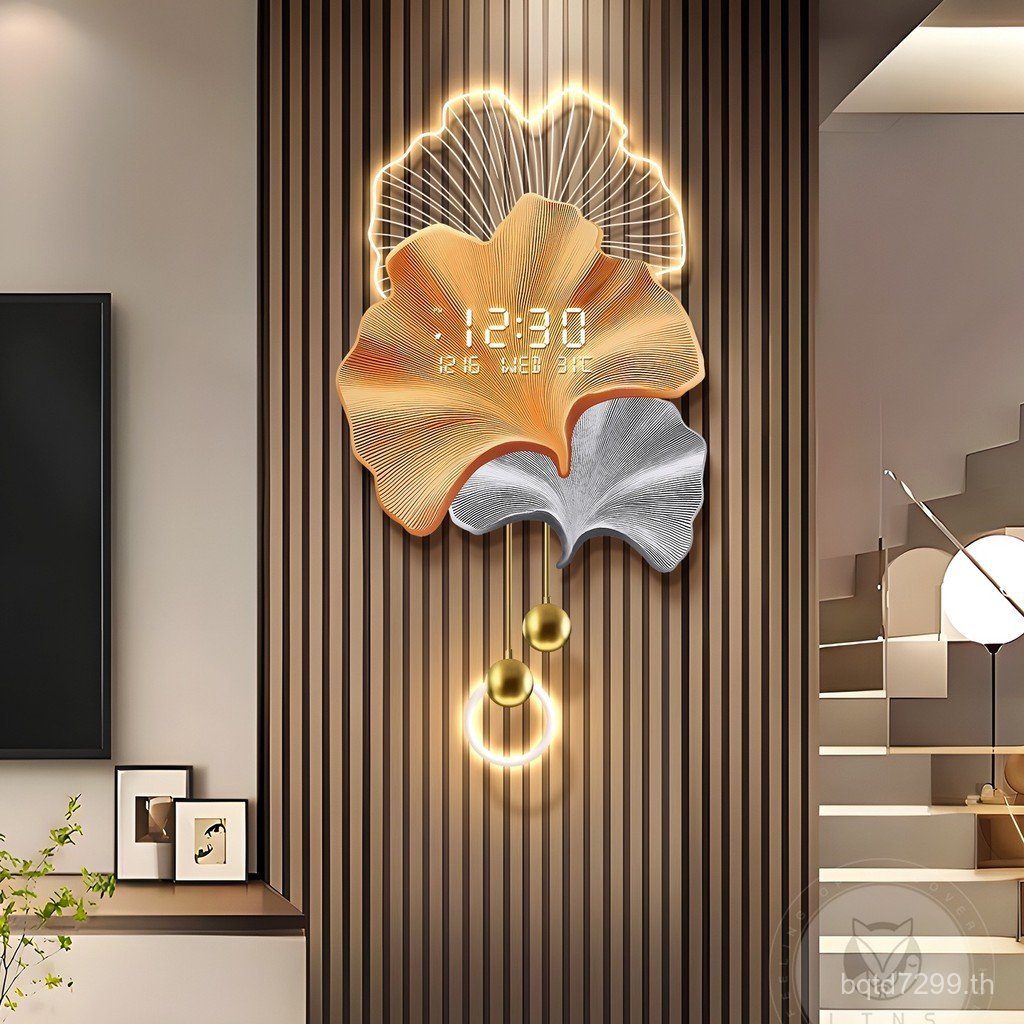 Perpetual Calendar Clock Wall Clock Grille Number Sense Wall Clock แขวน 2025 สไตล์ใหม่ Ginkgo Leaf P