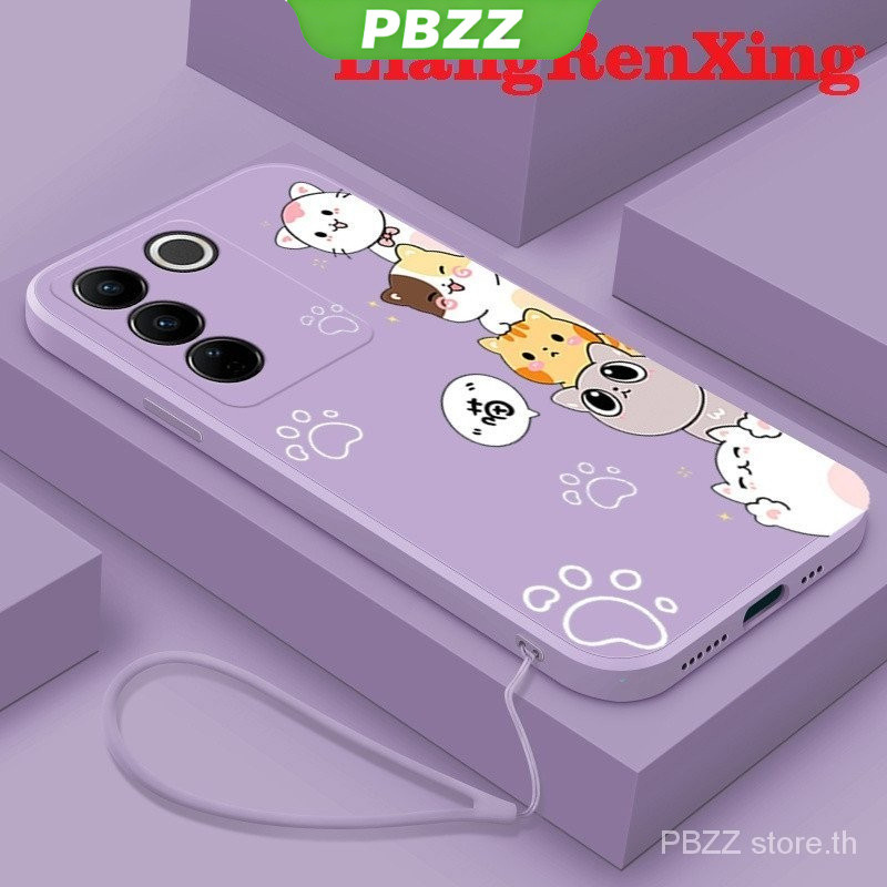 PBZZ ปลอก VIVO Y100 5G 2023 เคสโทรศัพท ์ Softcase ซิลิโคนเหลว Protector Smooth กันกระแทกกันชนออกแบบใหม ่ การ ์ ตูนแมว YTDZM01