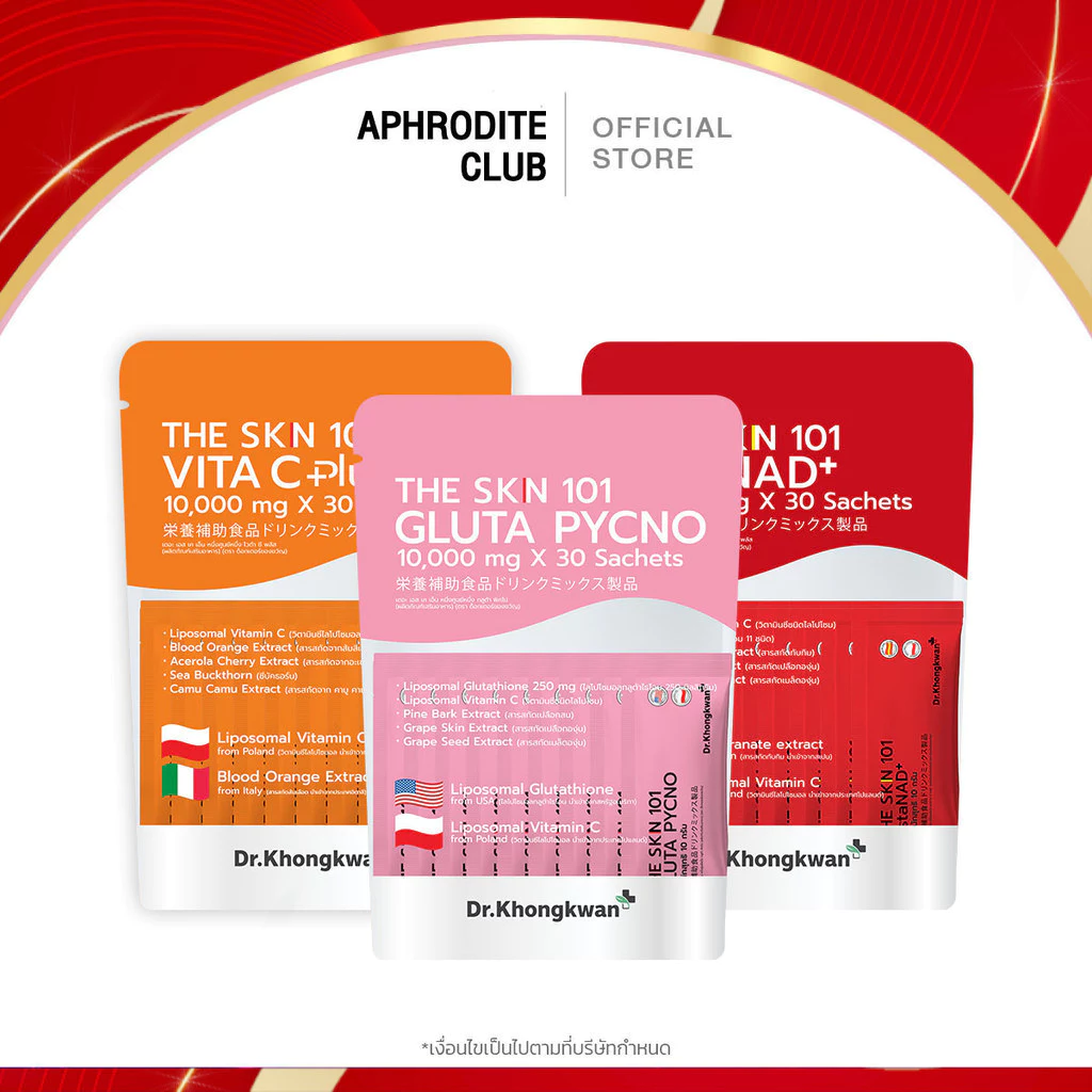 The SKIN 101 Asta NAD+ Gluta Pycno+Vita C plus by Dr.Khongkwan 1 ถุง 30 ซอง