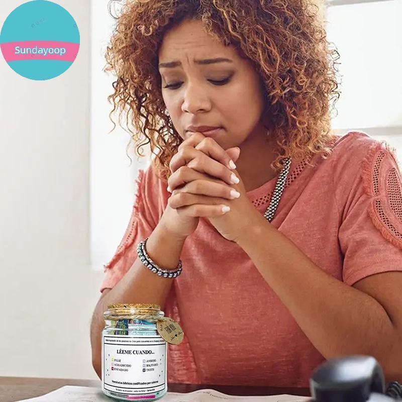 Sund Bible Verse Jar สเปน Scripture สวดมนต์ Hope Bible Verse Jar ตกแต่ง Positive Thinking Emotional 